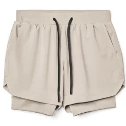 Online OUKU Men's Athletic Shorts Board Shorts Running Shorts Pocket Drawstring 2 in 1 Plain Comfort Breathable Short Daily Leisure Sports Holiday Sports Streetwear Black-White Dark Khaki