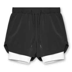 Online OUKU Men's Athletic Shorts Board Shorts Running Shorts Pocket Drawstring 2 in 1 Plain Comfort Breathable Short Daily Leisure Sports Holiday Sports Streetwear Black-White Dark Khaki