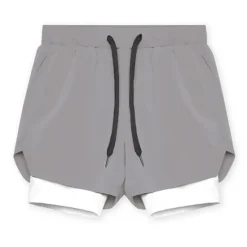 Online OUKU Men's Athletic Shorts Board Shorts Running Shorts Pocket Drawstring 2 in 1 Plain Comfort Breathable Short Daily Leisure Sports Holiday Sports Streetwear Black-White Dark Khaki
