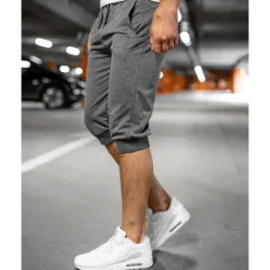 New OUKU Men's Athletic Shorts Capri Pants Sweat Shorts Summer Shorts Pocket Drawstring Elastic Waist Plain Comfort Breathable Calf-Length Outdoor Sports Classic Casual Black Light Grey