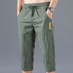 Online OUKU Men's Athletic Shorts Cropped Pants Casual Shorts Capri Pants Pocket Drawstring Elastic Waist Plain Comfort Quick Dry Outdoor Daily Going out Fashion Streetwear Black Green