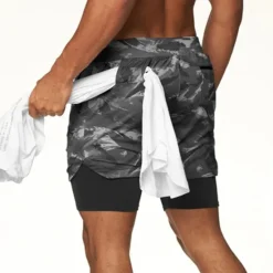 Clearance OUKU Men's Athletic Shorts Running Shorts Casual Shorts With Compression Liner with Towel Loop Plain Camouflage Comfort Breathable Outdoor Daily Going out Fashion Casual 1 2