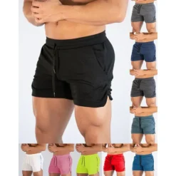 Outlet OUKU Men's Athletic Shorts Running Shorts Gym Shorts Drawstring Side Pockets Split Solid Colored Breathable Quick Dry Outdoor Athletic Beach Casual Shorts Black White Micro-elastic