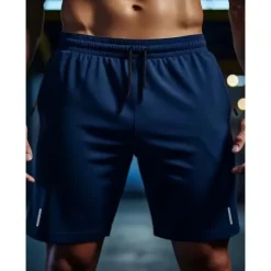 Hot OUKU Men's Athletic Shorts Running Shorts Gym Shorts Sports Going out Weekend Breathable Quick Dry Running Casual Pocket Drawstring Elastic Waist Plain Knee Length Gymnatics Activewear Black Dark Blue