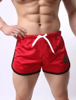 Online OUKU Men's Athletic Shorts Running Shorts Gym Shorts Mesh Shorts Going out Weekend Breathable Quick Dry Mesh Drawstring Elastic Waist Plain Short Gymnatics Activewear Black White