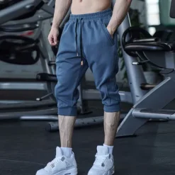 New OUKU Men's Athletic Shorts Running Shorts Capri Pants Pocket Plain Comfort Breathable Fitness Running Gym Sports Athleisure Black Royal Blue