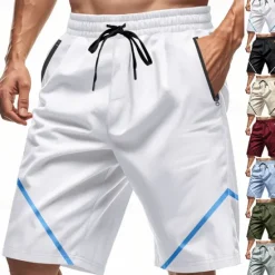 Sale OUKU Men's Athletic Shorts Shorts Running Shorts Gym Shorts Sport Daily Quick Dry High Stretch Comfortable Drawstring Elastic Waist Zipper Pocket Line Short Gymnatics Casual Activewear Wine Red Black