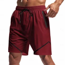 Sale OUKU Men's Athletic Shorts Shorts Running Shorts Gym Shorts Sport Daily Quick Dry High Stretch Comfortable Drawstring Elastic Waist Zipper Pocket Line Short Gymnatics Casual Activewear Wine Red Black