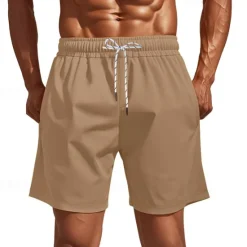 OUKU Men's Athletic Shorts Shorts Running Shorts Gym Shorts Sport Daily Quick Dry High Stretch Comfortable Pocket Drawstring Elastic Waist Plain Short Gymnatics Casual Activewear Black Yellow Micro-elastic