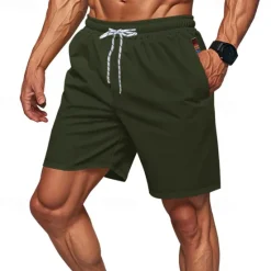OUKU Men's Athletic Shorts Shorts Running Shorts Gym Shorts Sport Daily Quick Dry High Stretch Comfortable Pocket Drawstring Elastic Waist Plain Short Gymnatics Casual Activewear Black Yellow Micro-elastic