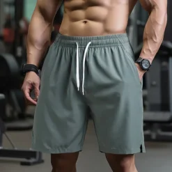 Outlet OUKU Men's Athletic Shorts Shorts Running Shorts Gym Shorts Sport Daily Quick Dry High Stretch Comfortable Pocket Drawstring Elastic Waist Plain Short Gymnatics Casual Activewear Lake blue Black