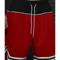 Sale OUKU Men's Athletic Shorts Shorts Basketball Shorts Pocket Drawstring Elastic Waist Stripes Comfort Breathable Short Outdoor Sports Classic Casual Black Red