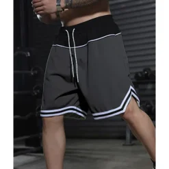 Sale OUKU Men's Athletic Shorts Shorts Basketball Shorts Pocket Drawstring Elastic Waist Stripes Comfort Breathable Short Outdoor Sports Classic Casual Black Red