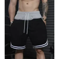 Sale OUKU Men's Athletic Shorts Shorts Basketball Shorts Pocket Drawstring Elastic Waist Stripes Comfort Breathable Short Outdoor Sports Classic Casual Black Red