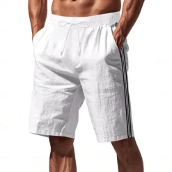 Best OUKU Men's Athletic Shorts Shorts Running Shorts Casual Shorts Pocket Drawstring Side Stripe Plain Breathable Quick Dry Knee Length Sports Outdoor Daily Gym Fashion Streetwear Black White