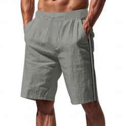 Best OUKU Men's Athletic Shorts Shorts Running Shorts Casual Shorts Pocket Drawstring Side Stripe Plain Breathable Quick Dry Knee Length Sports Outdoor Daily Gym Fashion Streetwear Black White