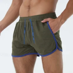 Best OUKU Men's Athletic Shorts Shorts Running Shorts Gym Shorts Mesh Shorts Pocket Drawstring Elastic Waist Patchwork Comfort Short Sports Outdoor Daily Going out Fashion Casual Black White Micro-elastic