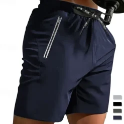 Online OUKU Men's Athletic Shorts Shorts Running Shorts Gym Shorts Sport Daily Quick Dry High Stretch Comfortable Pocket Drawstring Elastic Waist Letter Short Gymnatics Casual Activewear Black Navy Blue