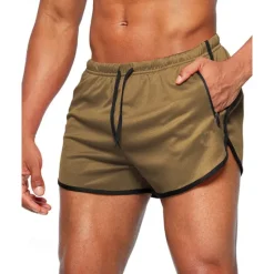 Online OUKU Men's Athletic Shorts Shorts Running Shorts Gym Shorts Sport Daily Quick Dry High Stretch Comfortable Pocket Drawstring Elastic Waist Plain Short Gymnatics Casual Activewear Wine Red Black