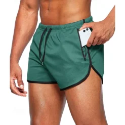 Online OUKU Men's Athletic Shorts Shorts Running Shorts Gym Shorts Sport Daily Quick Dry High Stretch Comfortable Pocket Drawstring Elastic Waist Plain Short Gymnatics Casual Activewear Wine Red Black