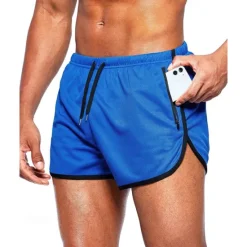Online OUKU Men's Athletic Shorts Shorts Running Shorts Gym Shorts Sport Daily Quick Dry High Stretch Comfortable Pocket Drawstring Elastic Waist Plain Short Gymnatics Casual Activewear Wine Red Black