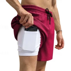 Outlet OUKU Men's Athletic Shorts Shorts Running Shorts Casual Shorts Drawstring Elastic Waist With Compression Liner Plain Comfort Short Sports Outdoor Daily Going out Fashion Casual Black White Micro-elastic