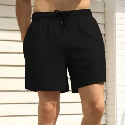 Outlet OUKU Men's Athletic Shorts Shorts Running Shorts Casual Shorts Drawstring Elastic Waist With Compression Liner Plain Comfort Short Sports Outdoor Daily Going out Fashion Casual Black White Micro-elastic