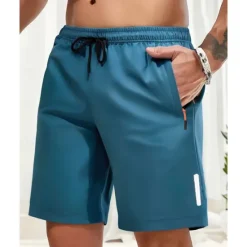 Hot OUKU Men's Athletic Shorts Shorts Summer Shorts Casual Shorts Pocket Drawstring Elastic Waist Plain Comfort Breathable Short Outdoor Vacation Sport Casual Black Navy Blue