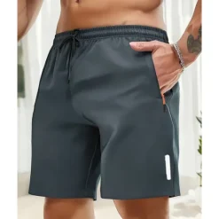 Hot OUKU Men's Athletic Shorts Shorts Summer Shorts Casual Shorts Pocket Drawstring Elastic Waist Plain Comfort Breathable Short Outdoor Vacation Sport Casual Black Navy Blue