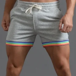 Clearance OUKU Men's Athletic Shorts Sweat Shorts Shorts Summer Shorts Pocket Elastic Waist Drawstring Rainbow Comfort Breathable Short Outdoor Sports Classic Casual Black White