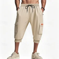 Outlet OUKU Men's Athletic Shorts Sweat Shorts Shorts Summer Shorts Pocket Drawstring Elastic Waist Plain Comfort Breathable Calf-Length Outdoor Sports Classic Casual Black Light Grey Stretchy