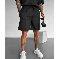 Hot OUKU Men's Athletic Shorts Sweat Shorts Shorts Summer Shorts Pocket Drawstring Elastic Waist Plain Comfort Breathable Short Outdoor Sports Classic Casual Black White