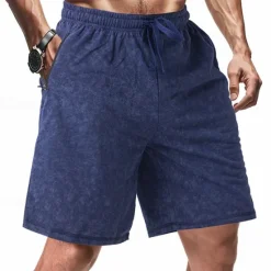 Online OUKU Men's Athletic Shorts Sweat Shorts Shorts Summer Shorts Pocket Drawstring Elastic Waist Plain Comfort Breathable Short Outdoor Sports Classic Casual Black Navy Blue Brown
