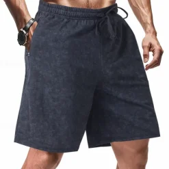 Online OUKU Men's Athletic Shorts Sweat Shorts Shorts Summer Shorts Pocket Drawstring Elastic Waist Plain Comfort Breathable Short Outdoor Sports Classic Casual Black Navy Blue Brown