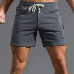 Outlet OUKU Men's Athletic Shorts Sweat Shorts Shorts Summer Shorts Pocket Drawstring Elastic Waist Plain Comfort Breathable Short Outdoor Sports Classic Casual Black White