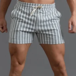 Sale OUKU Men's Athletic Shorts Sweat Shorts Shorts Summer Shorts Pocket Drawstring Elastic Waist Stripes Comfort Breathable Short Outdoor Sports Classic Casual Black Light Grey