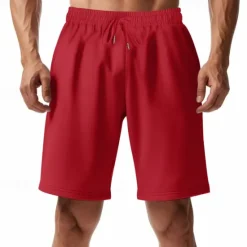 New OUKU Men's Athletic Shorts Sweat Shorts Shorts Summer Shorts Pocket Drawstring Elastic Waist Plain Comfort Breathable Short Outdoor Sports Classic Casual Black Red