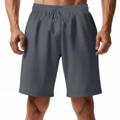 New OUKU Men's Athletic Shorts Sweat Shorts Shorts Summer Shorts Pocket Drawstring Elastic Waist Plain Comfort Breathable Short Outdoor Sports Classic Casual Black Red