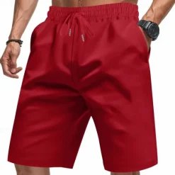 New OUKU Men's Athletic Shorts Sweat Shorts Shorts Summer Shorts Pocket Drawstring Elastic Waist Plain Comfort Breathable Short Outdoor Sports Classic Casual Black Red