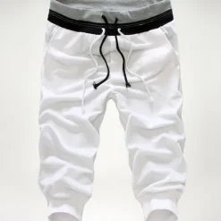 OUKU Men's Athletic Shorts Sweatpants Capri Pants Drawstring Color Block Comfort Breathable Casual Daily Streetwear Sports Fashion Black White Micro-elastic