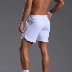 New OUKU Men's Athletic Shorts Sweat Shorts Shorts Summer Shorts Pocket Drawstring Elastic Waist Plain Comfort Breathable Short Outdoor Sports Classic Casual Black White Micro-elastic