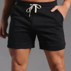 New OUKU Men's Athletic Shorts Sweat Shorts Shorts Summer Shorts Pocket Drawstring Elastic Waist Plain Comfort Breathable Short Outdoor Sports Classic Casual Black White Micro-elastic