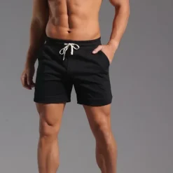 New OUKU Men's Athletic Shorts Sweat Shorts Shorts Summer Shorts Pocket Drawstring Elastic Waist Plain Comfort Breathable Short Outdoor Sports Classic Casual Black White Micro-elastic
