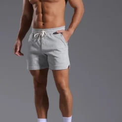 New OUKU Men's Athletic Shorts Sweat Shorts Shorts Summer Shorts Pocket Drawstring Elastic Waist Plain Comfort Breathable Short Outdoor Sports Classic Casual Black White Micro-elastic