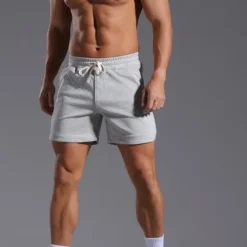 New OUKU Men's Athletic Shorts Sweat Shorts Shorts Summer Shorts Pocket Drawstring Elastic Waist Plain Comfort Breathable Short Outdoor Sports Classic Casual Black White Micro-elastic