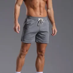 New OUKU Men's Athletic Shorts Sweat Shorts Shorts Summer Shorts Pocket Drawstring Elastic Waist Plain Comfort Breathable Short Outdoor Sports Classic Casual Black White Micro-elastic