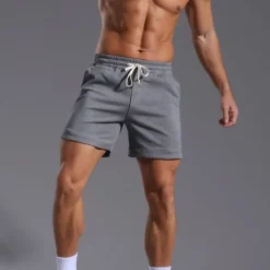 New OUKU Men's Athletic Shorts Sweat Shorts Shorts Summer Shorts Pocket Drawstring Elastic Waist Plain Comfort Breathable Short Outdoor Sports Classic Casual Black White Micro-elastic