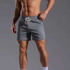 New OUKU Men's Athletic Shorts Sweat Shorts Shorts Summer Shorts Pocket Drawstring Elastic Waist Plain Comfort Breathable Short Outdoor Sports Classic Casual Black White Micro-elastic