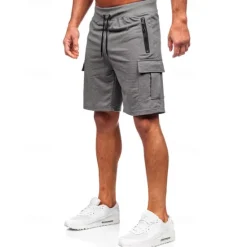 Outlet OUKU Men's Athletic Shorts Sweat Shorts Shorts Summer Shorts Pocket Drawstring Elastic Waist Plain Comfort Breathable Short Outdoor Sports Classic Casual Black Light Grey Micro-elastic