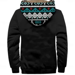 Best OUKU Men's Aztec Fleece Hoodie Hoodies Fashion Cool Long Sleeve Hooded Holiday Streetwear Zipper Pocket Fall Winter Designer Black
